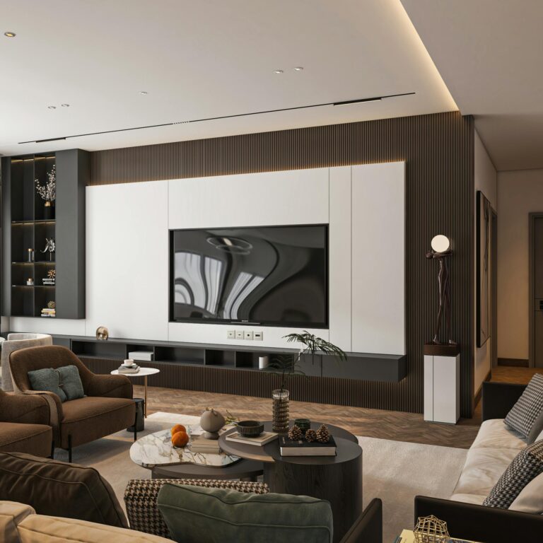 Elegant living room with modern furnishings in 6th of October City, Egypt.